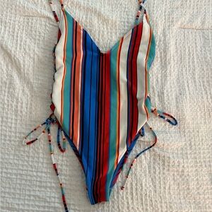 Zara Multicolor Striped One Piece Swimsuit
